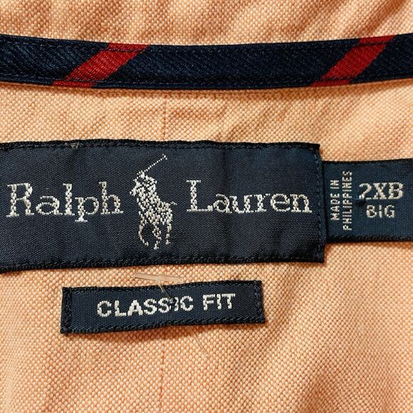 Polo Ralph Lauren Peach Button Down Oxford Shirt Embroidered Pony Mens Size 2XB - Picture 6 of 8